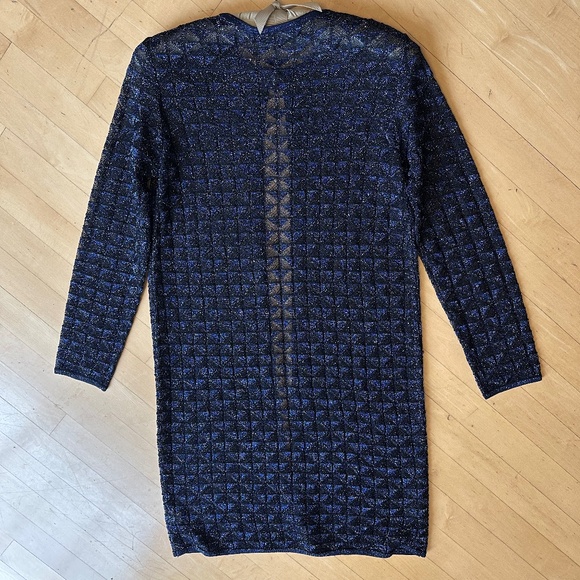 St. John Navy/Black shimmer open front cardigan, duster, SP, G1246 - Picture 5 of 6